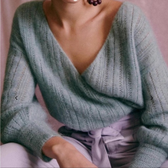 Sezane Sweaters - Sezane Coeur Jumper Wrap Ballet Kid Mohair Sea Mist Green Size XS